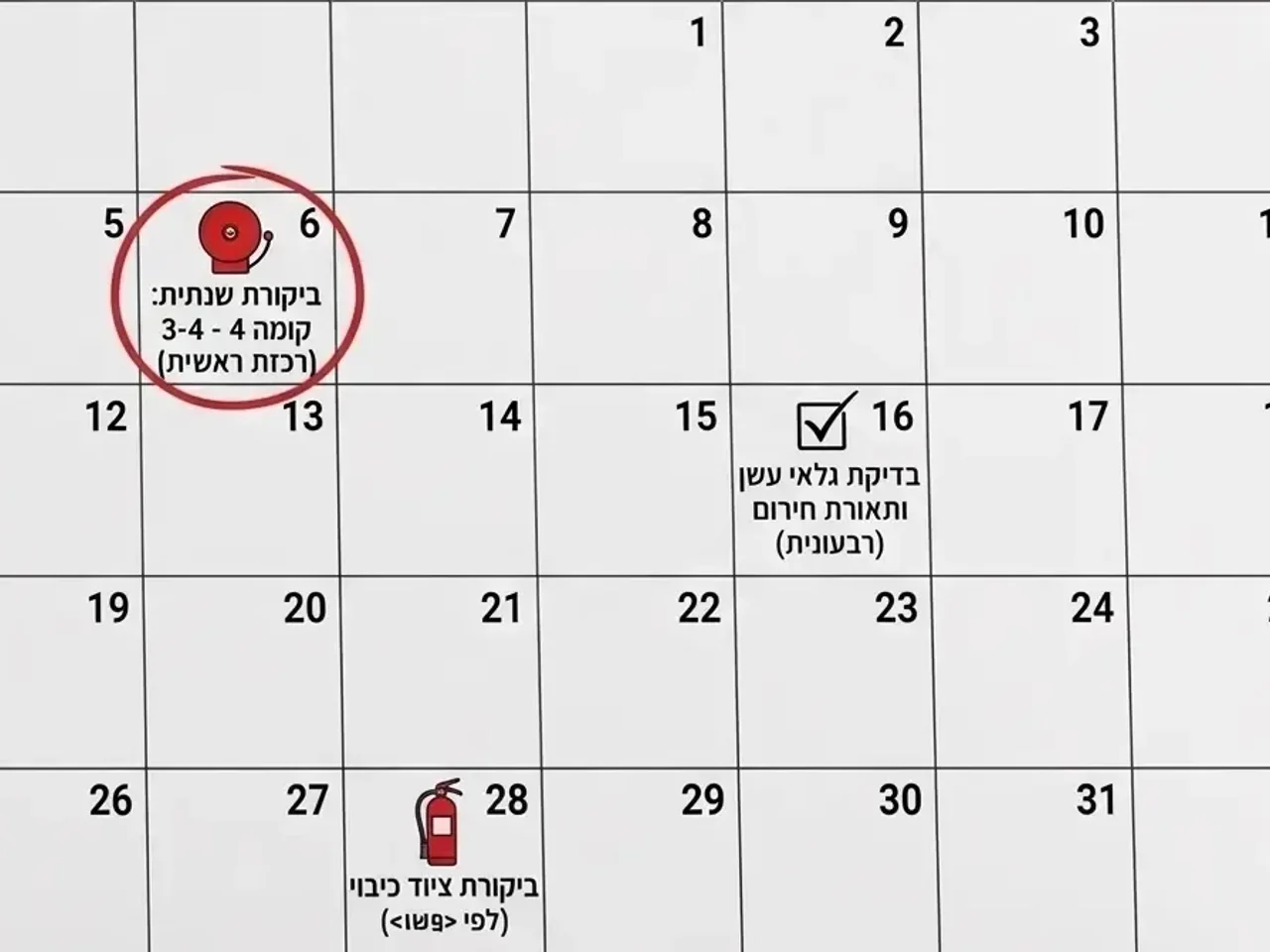ביקורות שנתיות למערכות גילוי אש